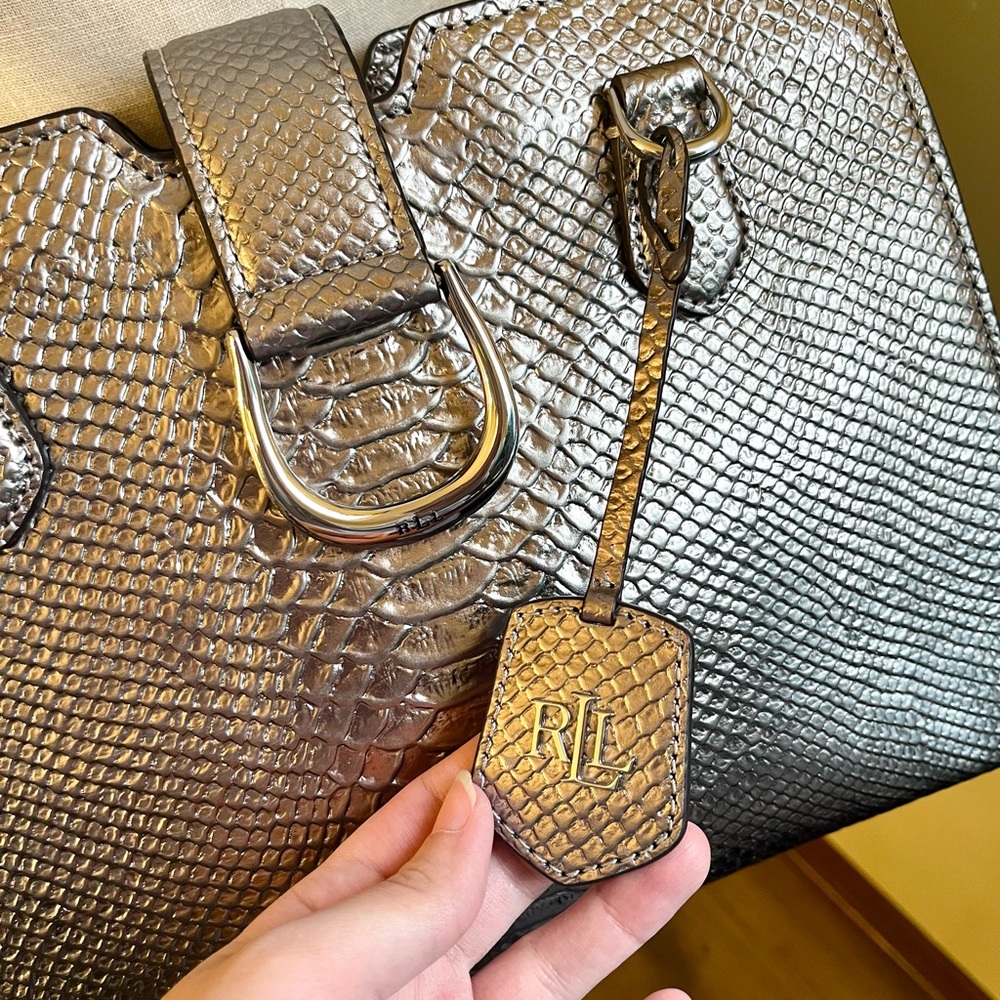 Ralph Lauren Bold Python Silver Embossed Crossbod… - image 4